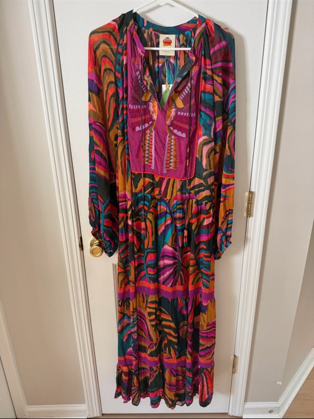 FARM RIO Dynamic Foliage Embroidered Maxi Dress Size XL - Picture 3 of 16